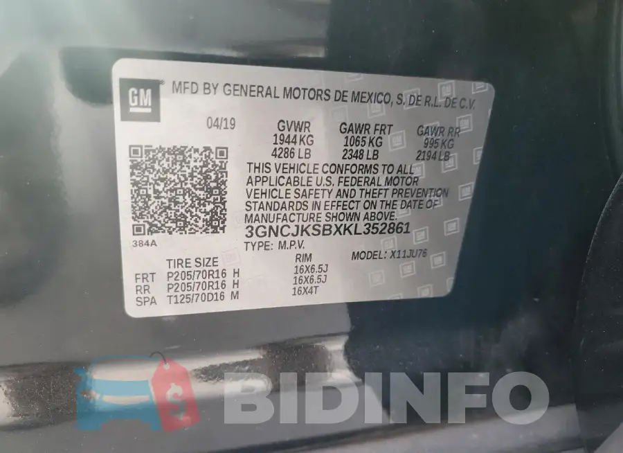 3GNCJKSBXKL352861 Photo# 13