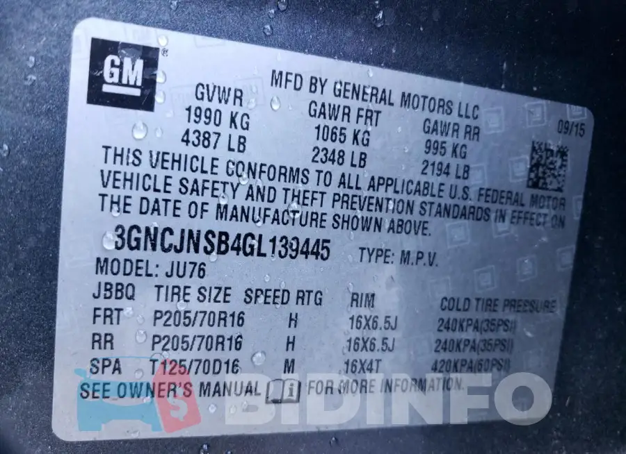 3GNCJNSB4GL139445 Photo# 14
