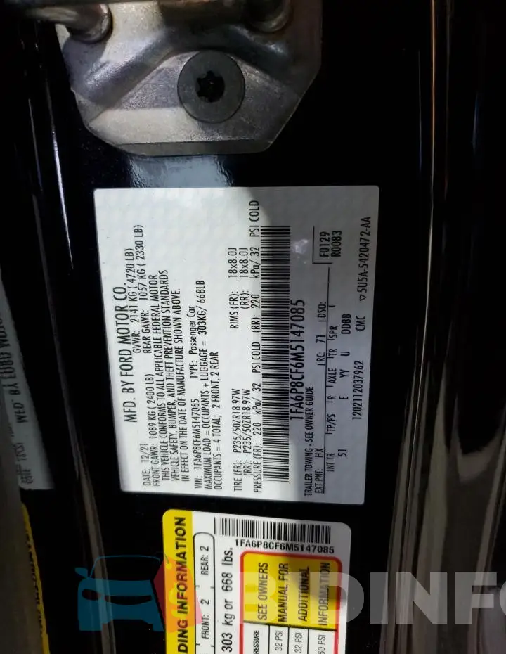 1FA6P8CF6M5147085 Photo# 12