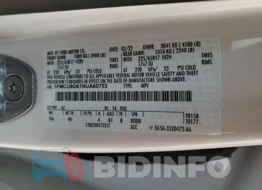 1FMCU9G61NUA60753 Photo# 13