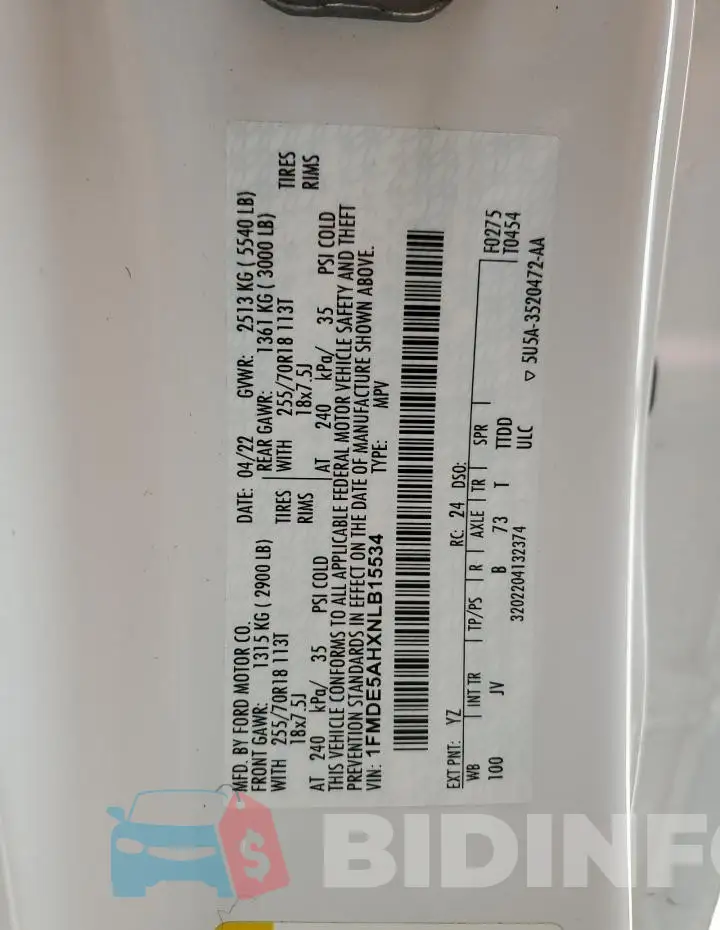 1FMDE5AHXNLB15534 Photo# 13