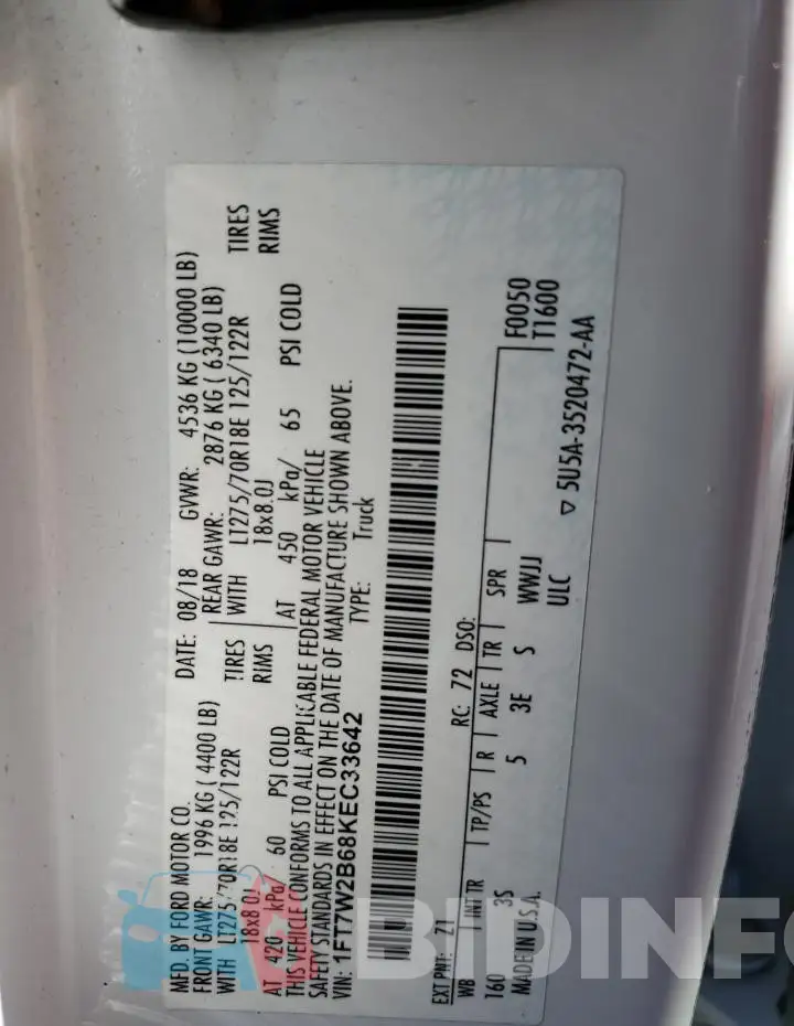 1FT7W2B68KEC33642 Photo# 12