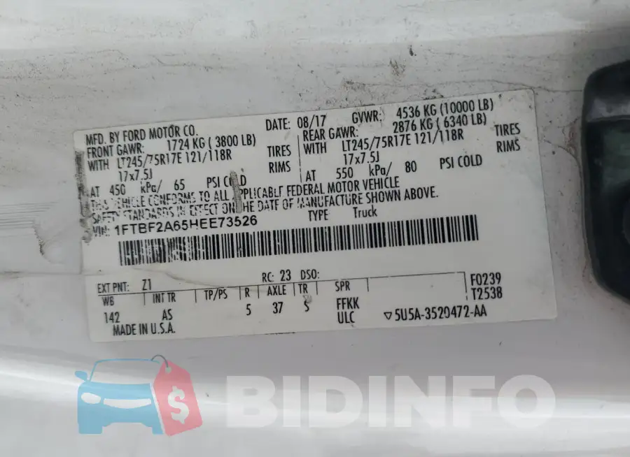 1FTBF2A65HEE73526 Photo# 12