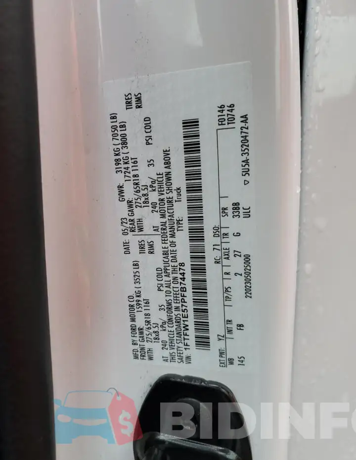 1FTFW1E57PFB74478 Photo# 12