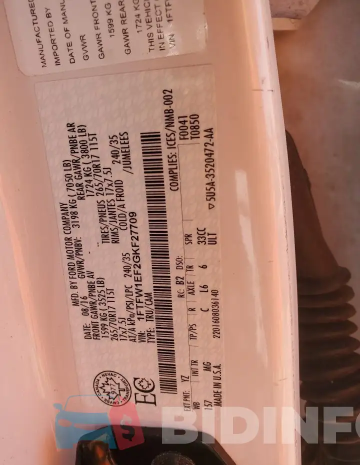 1FTFW1EF2GKF27709 Photo# 12