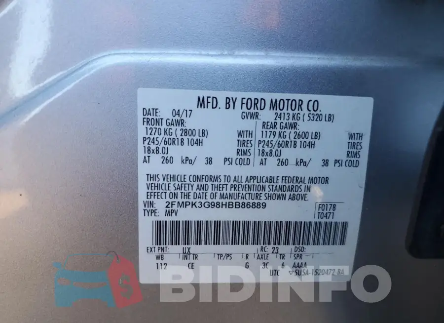 2FMPK3G98HBB86889 Photo# 13