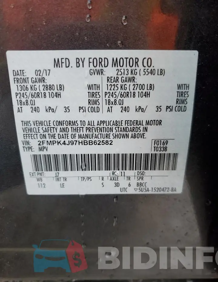 2FMPK4J97HBB62582 Photo# 12