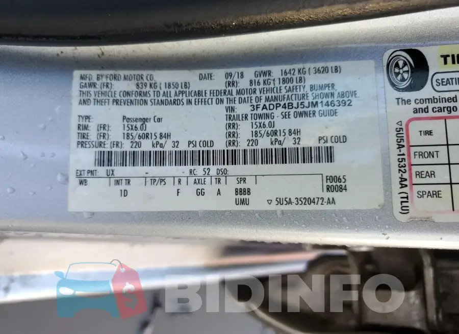 3FADP4BJ5JM146392 Photo# 13