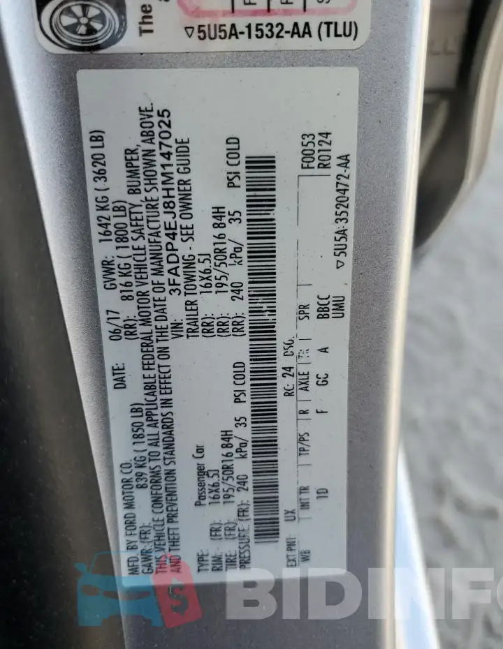 3FADP4EJ8HM147025 Photo# 13