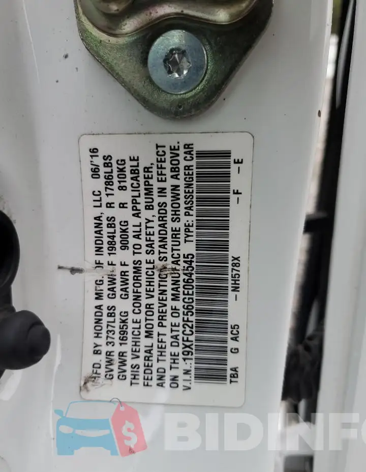 19XFC2F56GE064545 Photo# 12