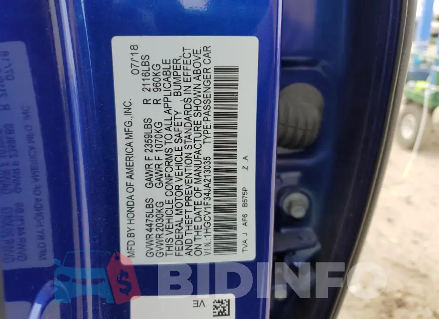 1HGCV1F34JA213035 Photo# 12