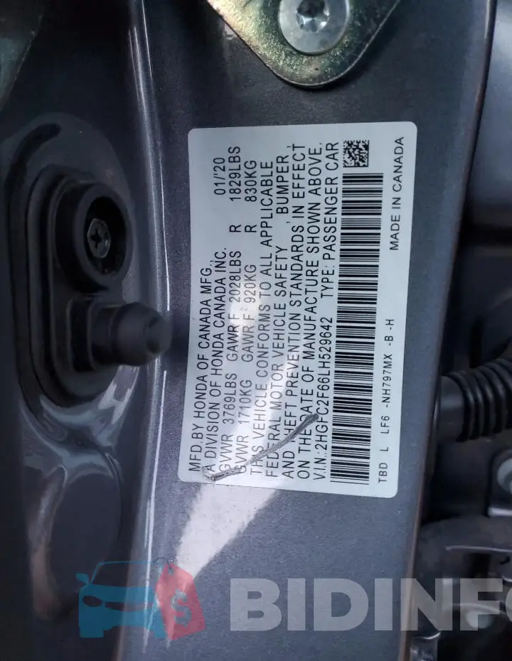 2HGFC2F66LH529642 Photo# 12