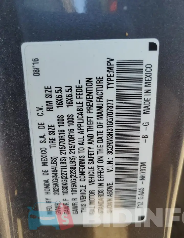 3CZRM3H31GG707877 Photo# 14