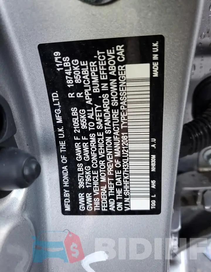 SHHFK7H3XLU212081 Photo# 12