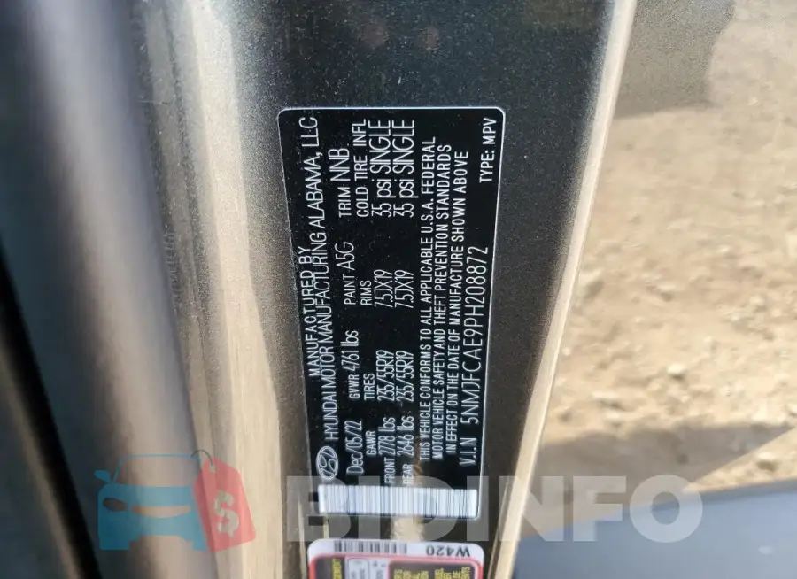 5NMJFCAE9PH208872 Photo# 13