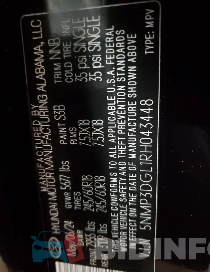 5NMP3DGL1RH043448 Photo# 14