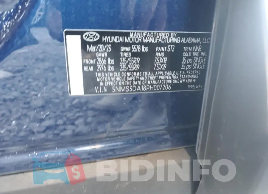 5NMS3DA18PH007206 Photo# 12