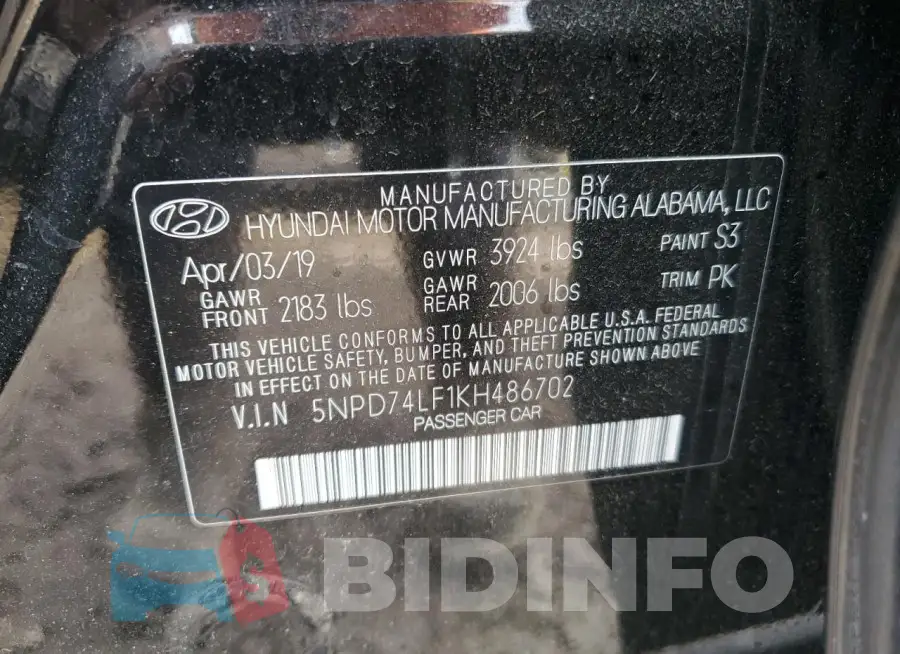 5NPD74LF1KH486702 Photo# 12