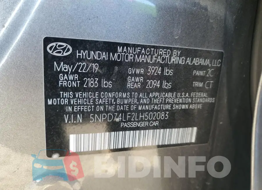 5NPD74LF2LH502083 Photo# 13