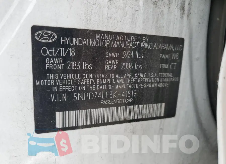5NPD74LF3KH418191 Photo# 13