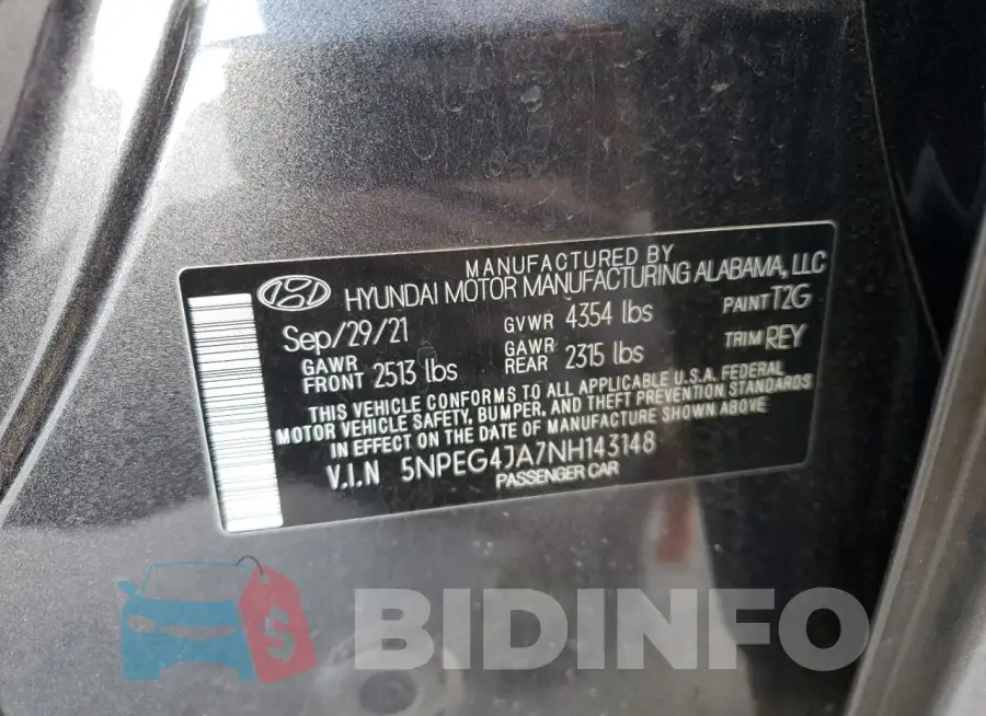 5NPEG4JA7NH143148 Photo# 12