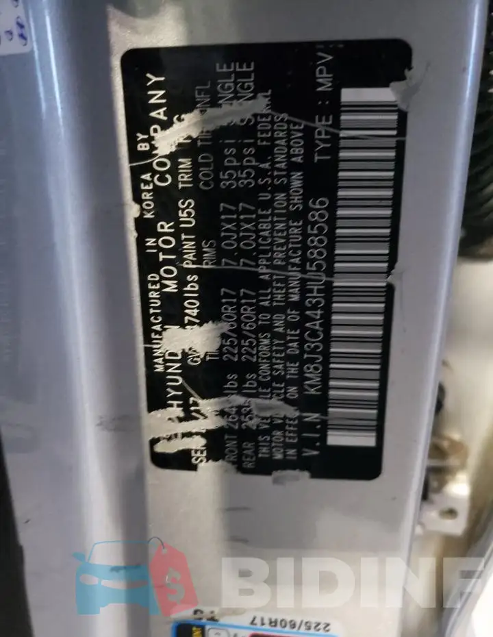 KM8J3CA43HU588586 Photo# 13