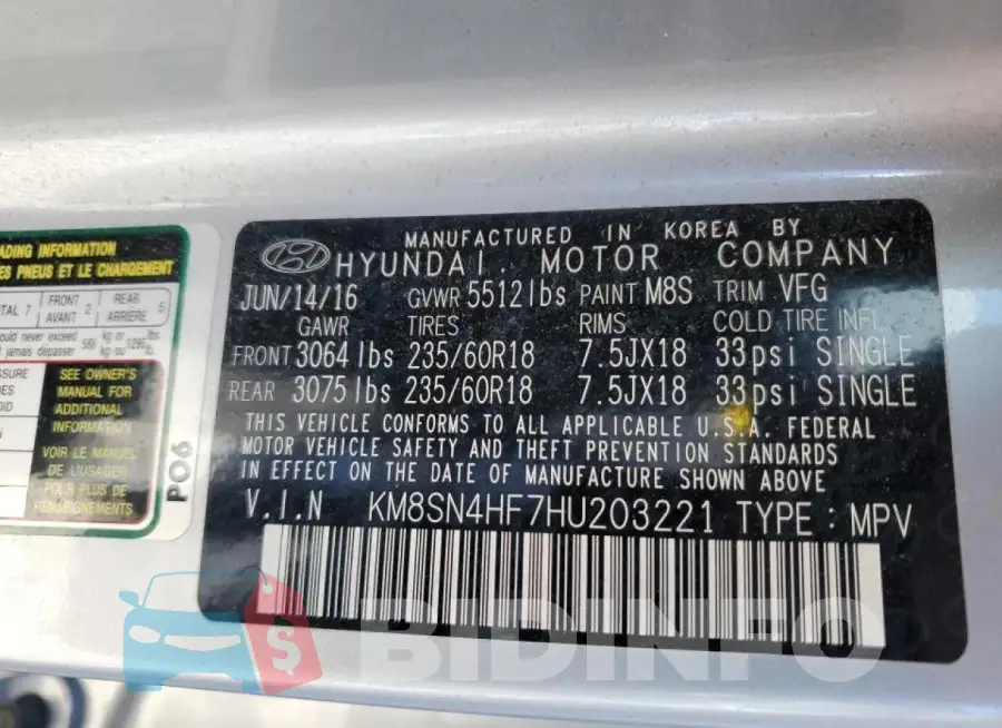 KM8SN4HF7HU203221 Photo# 14