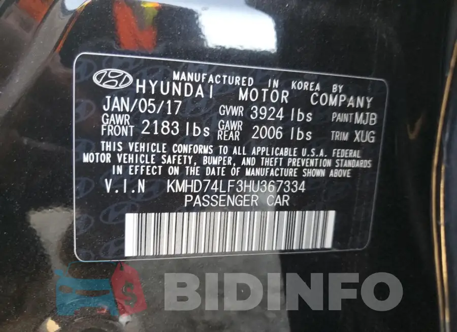 KMHD74LF3HU367334 Photo# 13