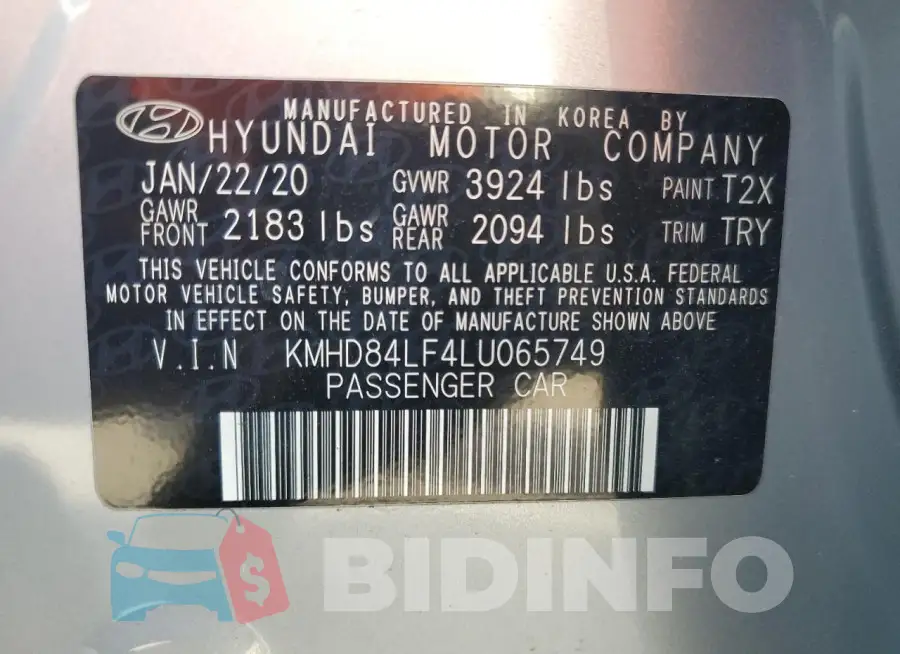 KMHD84LF4LU065749 Photo# 13