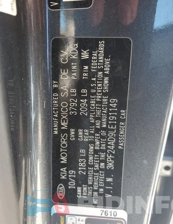 3KPF24AD9LE191149 Photo# 12