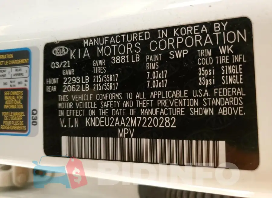 KNDEU2AA2M7220282 Photo# 13