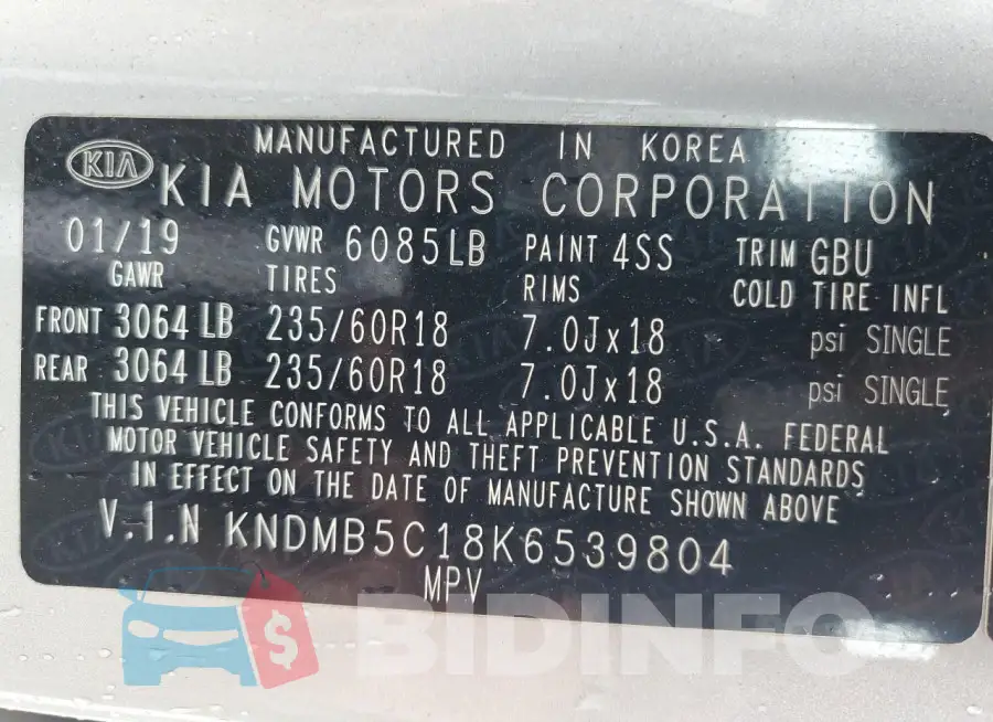KNDMB5C18K6539804 Photo# 13