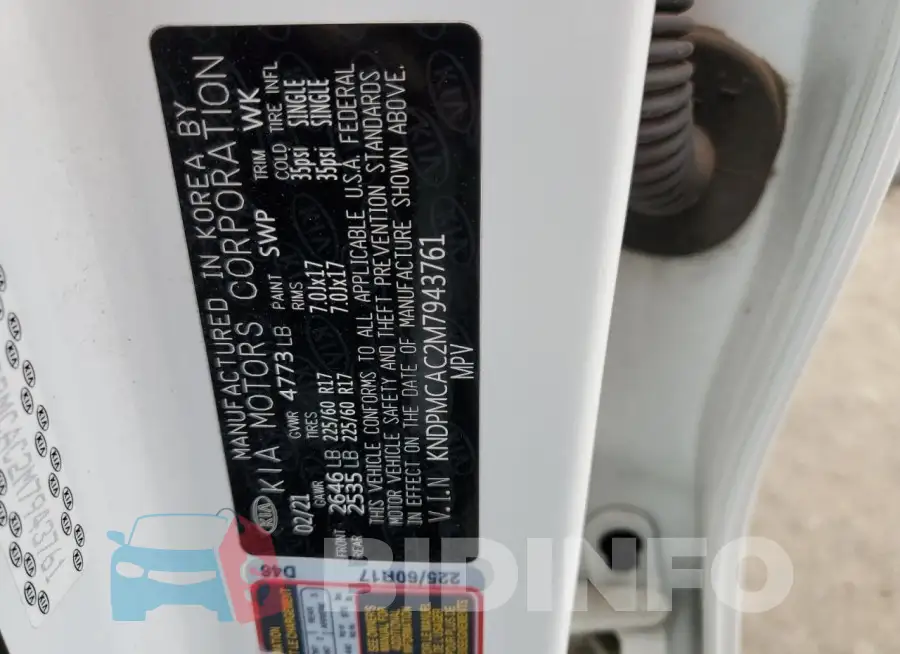 KNDPMCAC2M7943761 Photo# 13
