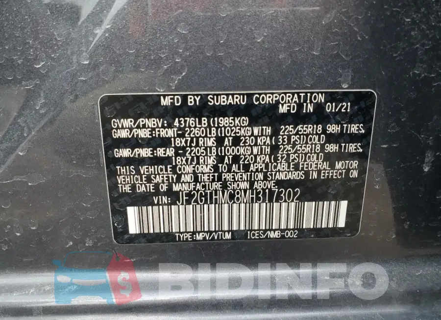 JF2GTHMC8MH317302 Photo# 13