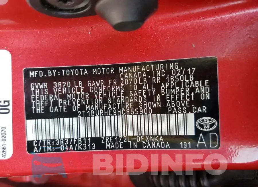 2T1BURHE9HC855900 Photo# 12