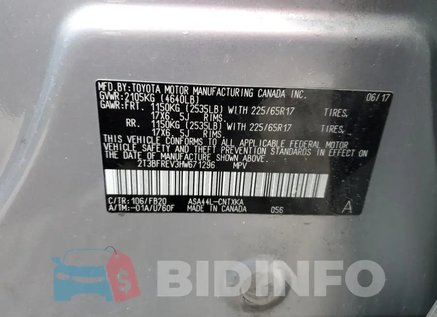 2T3BFREV3HW671296 Photo# 13