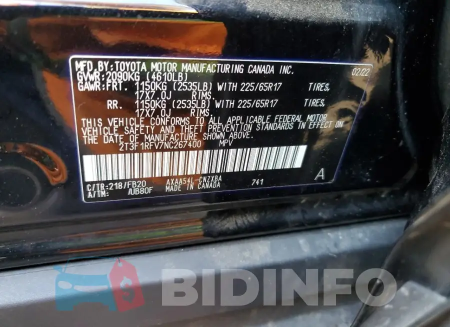 2T3F1RFV7NC267400 Photo# 13