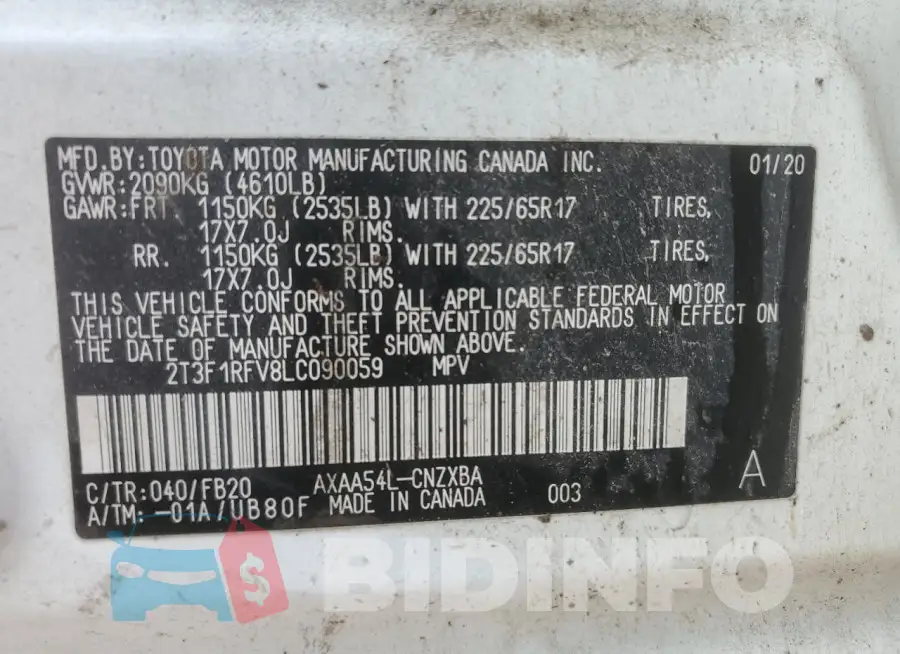 2T3F1RFV8LC090059 Photo# 14