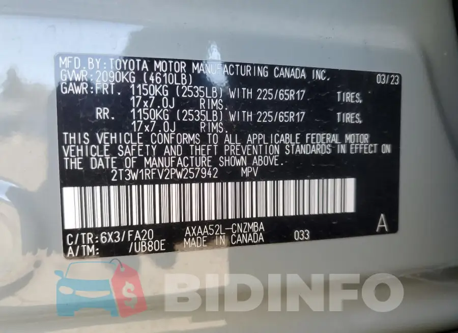 2T3W1RFV2PW257942 Photo# 14