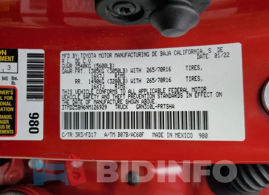 3TMDZ5BN6NM126929 Photo# 13
