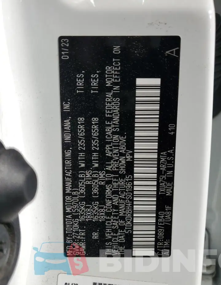 5TDKDRBH4PS019615 Photo# 14