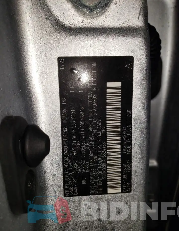5TDKDRBH4PS524456 Photo# 13