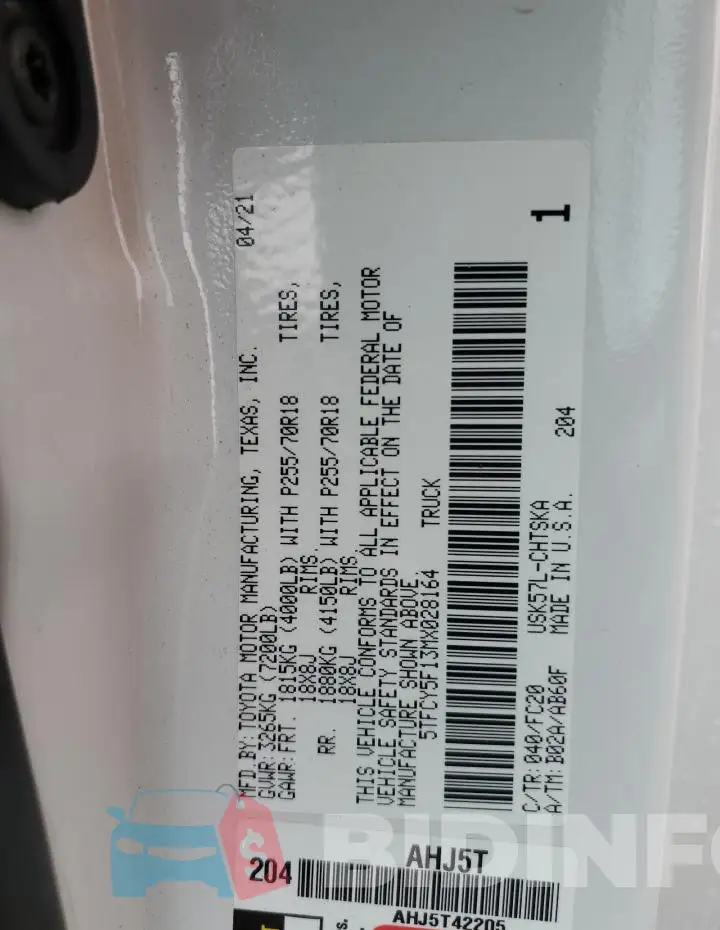 5TFCY5F13MX028164 Photo# 12
