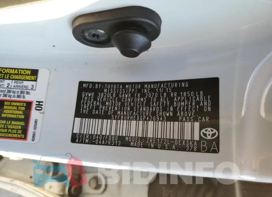 5YFBURHEXGP426943 Photo# 12