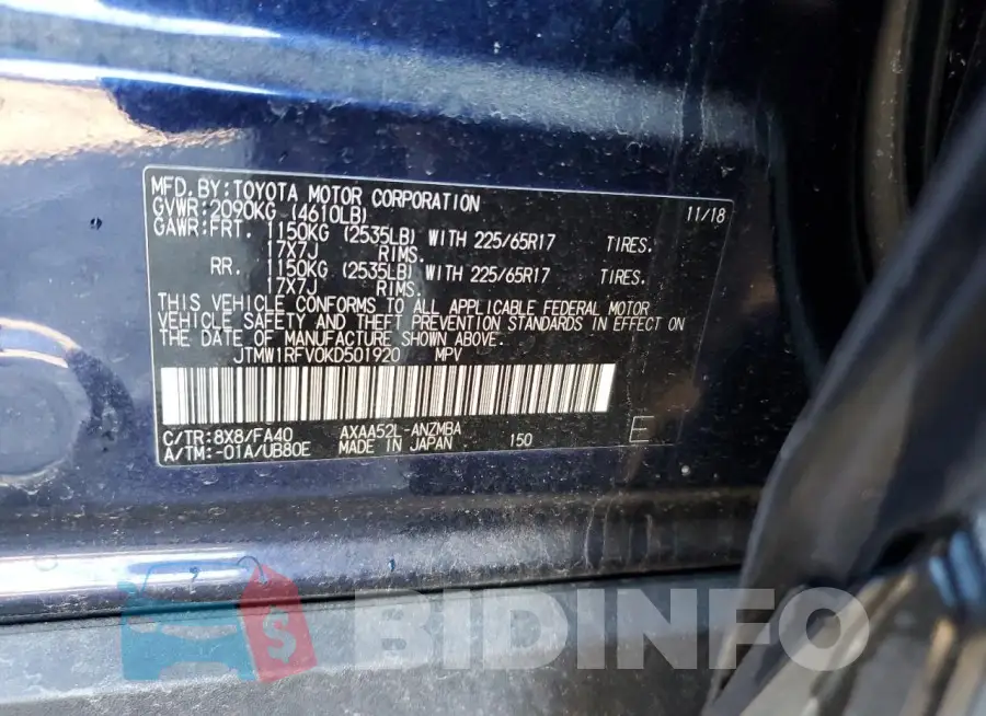 JTMW1RFV0KD501920 Photo# 13