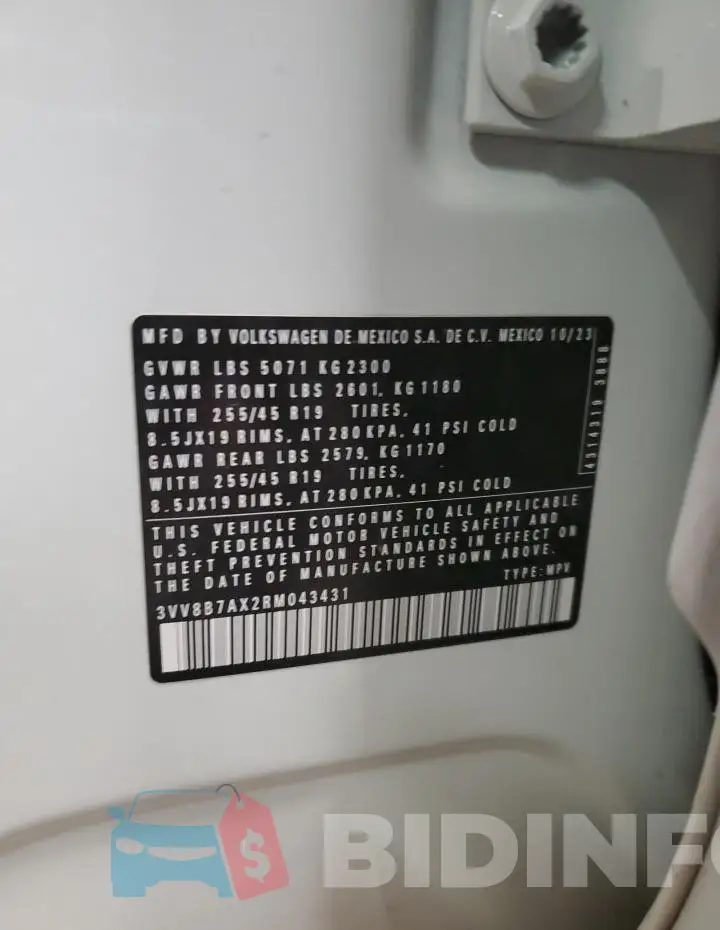 3VV8B7AX2RM043431 Photo# 13
