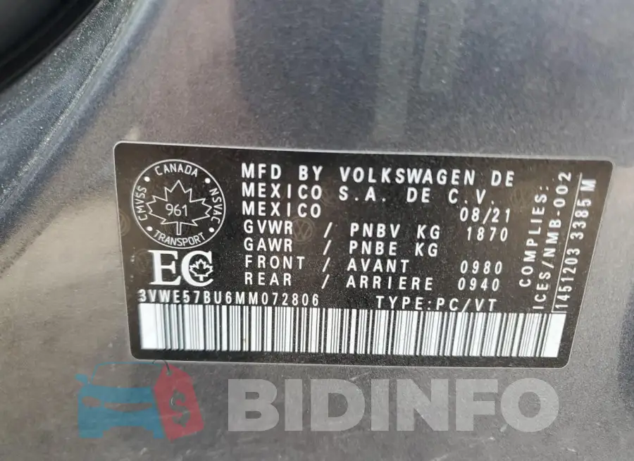 3VWE57BU6MM072806 Photo# 13