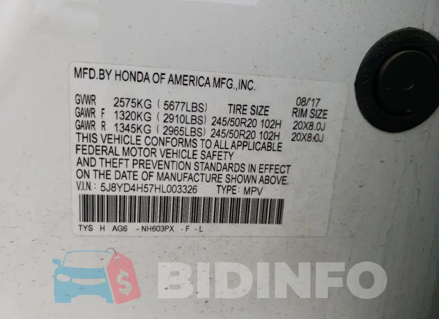 5J8YD4H57HL003326 Photo# 14