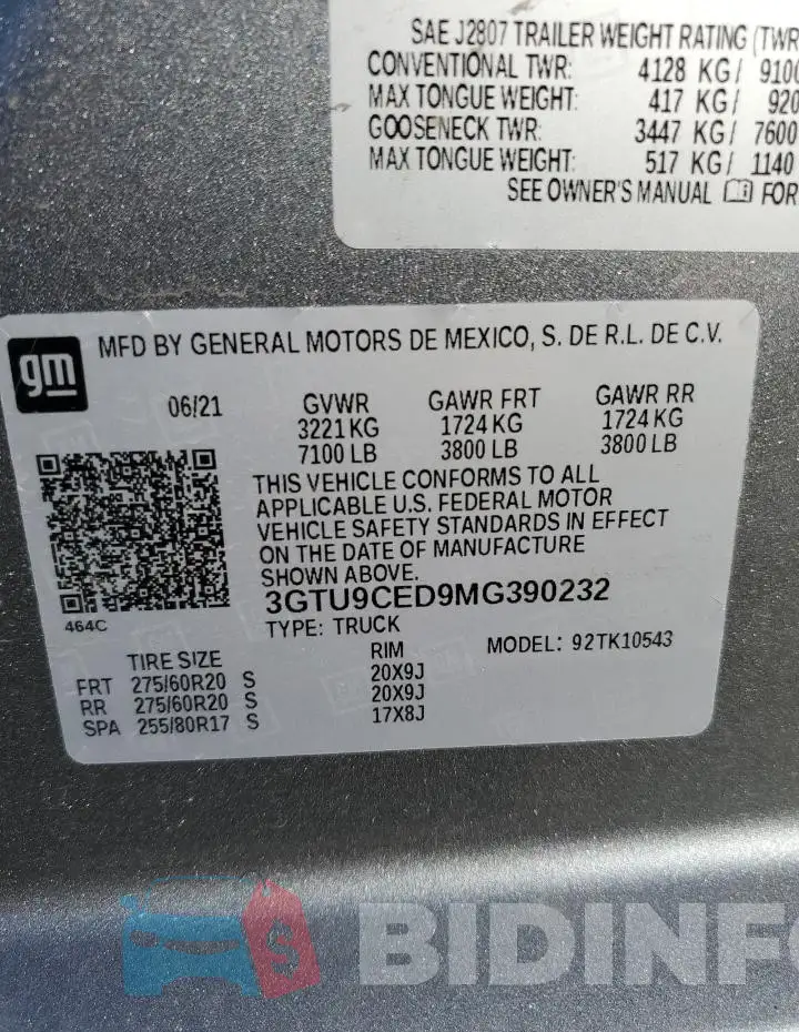 3GTU9CED9MG390232 Photo# 12