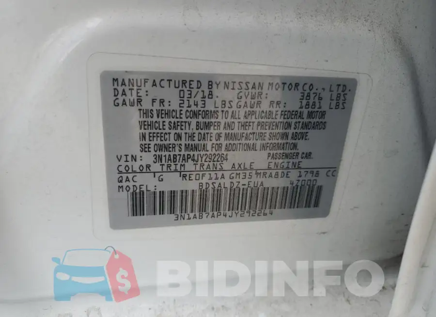 3N1AB7AP4JY292264 Photo# 13